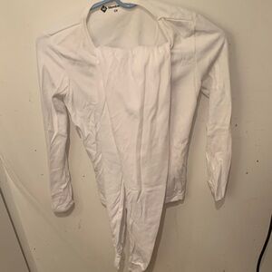 Brand New Members Mark White Long Sleeve Thermal Bodysuit Top+ Longjohns SZ S